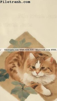 Download file gốc con meo truu tuong 107 (in lụa) hoa lá