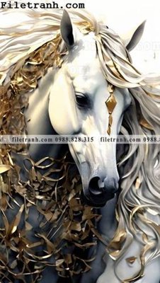 File tranh con ngua truu tuong moi 108 (bản gốc) in lụa 3D