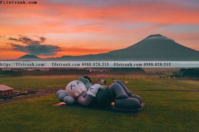 Ảnh gốc gau KAWS tranh treo 542 (độ nét cao) in tráng gương