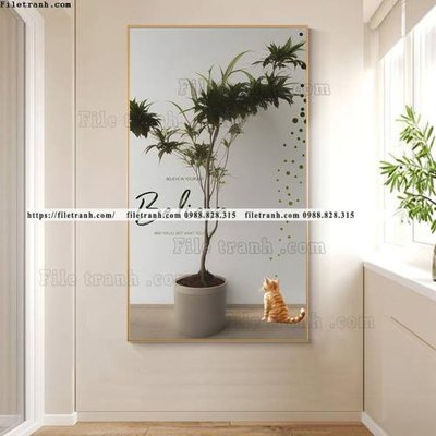 Chi tiết file tranh tráng gương hinh anh cay xanh phong cach wabi sabi 506 (ảnh gốc)