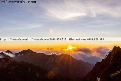 File tranh gốc PSD hinh anh dinh nui may va bien 235 còn nguyên layer