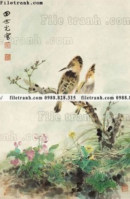 File tranh gốc in trần nhà hinh anh hoa chim co 672 3D