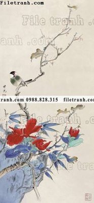 File in trần hinh anh hoa chim co 694 (bản gốc 3D) sống động