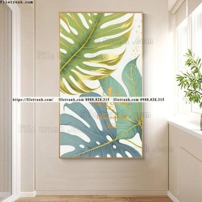 File tranh hinh anh la xanh kieu moi 518 (bản gốc) in canvas