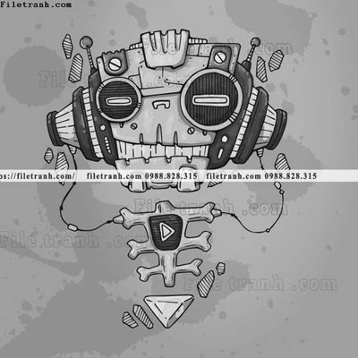 File tranh hinh anh robot steampunk 1521 (bản gốc) in canvas