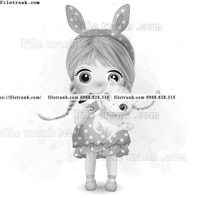 File gốc hinh anh vector co gai hoat hinh 1527 (in lụa) tranh phong thủy