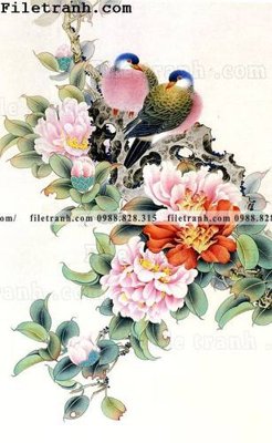 File ảnh hoa mau don ve tay 136 (gốc) in standee