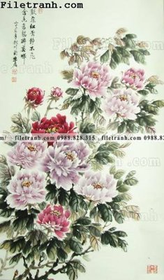 File tranh hoa mau don ve tay 149 (bản gốc) treo tường