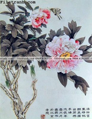 File tranh hoa mau don ve tay 175 (bản gốc) treo quán cafe