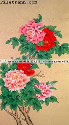 Chi tiết file tranh tráng gương hoa mau don ve tay 186 (ảnh gốc)