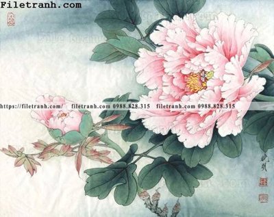 File ảnh hoa mau don ve tay 190 (gốc) in PP, decal