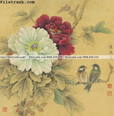 File ảnh hoa mau don ve tay 214 (gốc) in Hiflex