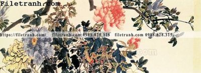 File gốc hoa mau don ve tay 278 (in lụa) trang trí tường