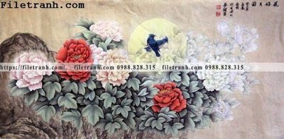 File gốc hoa mau don ve tay 287 (dành cho trang trí nội thất)