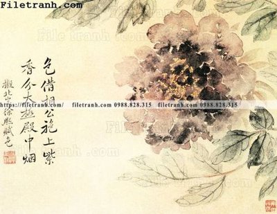 File tranh hoa mau don ve tay 310 (bản gốc) treo quán cafe