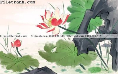 File tranh gốc hoa sen mau nuoc 104 chủ đề hiện đại