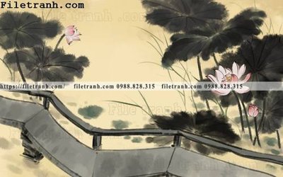 File gốc hoa sen mau nuoc 128 (in mica) cắt laser