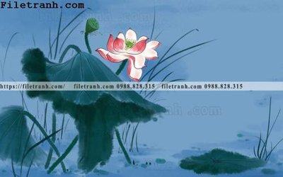 File tranh hoa sen mau nuoc 154 (bản gốc) treo phòng ăn