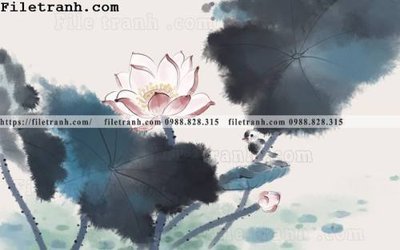 File tranh hoa sen mau nuoc 190 (gốc) in backlit film