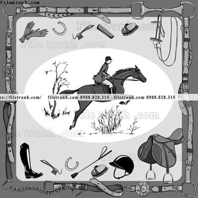 Hình ảnh gốc hoa tiet ngua Hermes 1542 (để in khổ lớn)