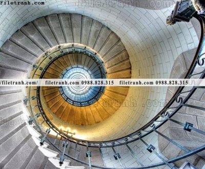 File tranh kien truc cau thang xoan oc 332 (gốc) in vải canvas