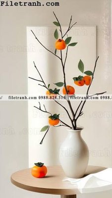 File tranh qua hong moi cua Trung Quoc 113 (bản gốc) in canvas