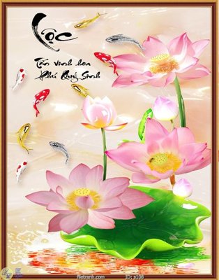 File gốc Tranh cửu ngư quần hội sen cá S108 (PNG) không nền chất lượng