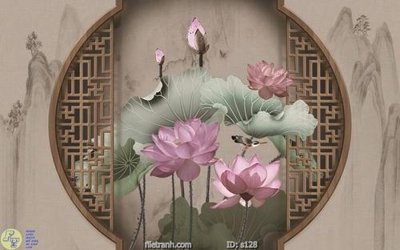 File gốc Tranh cửu ngư quần hội sen cá S128 (vector) cho in ấn