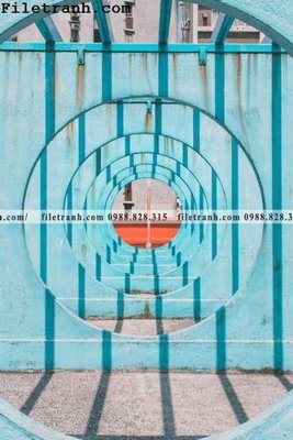 File tranh toa nha hinh hoc thang dung 281 (bản gốc) in lụa dán tường