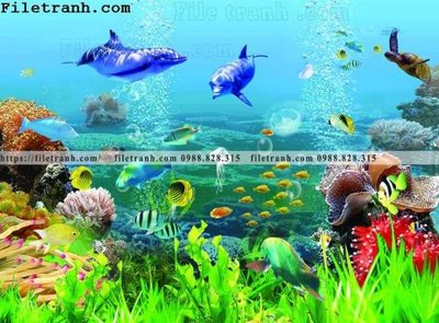 Download file gốc tranh 3D the gioi duoi nuoc dai duong 169 (in lụa) hoa lá