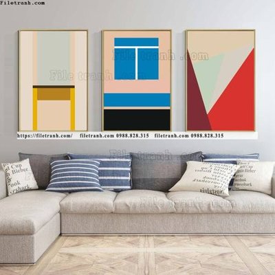 File ảnh tranh bo 3 tam hinh hoc truu tuong 500 (gốc) cho trang trí nhà hàng