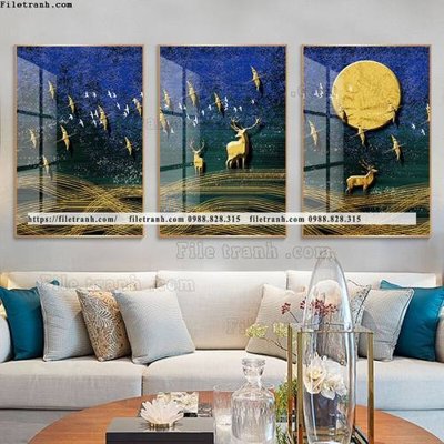 File gốc tranh bo 3 tam pha le guong 541 (in lụa) tranh mã đáo