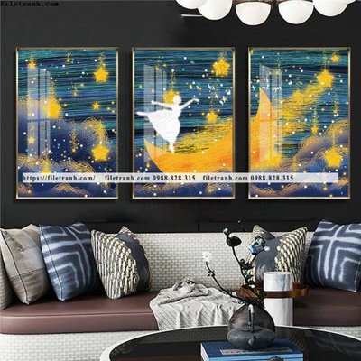 File gốc tranh bo 3 tam pha le guong 628 (in lụa) hoa văn cổ điển