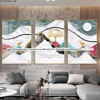 File gốc tranh bo 3 tam pha le guong 709 (in lụa) trang trí tường