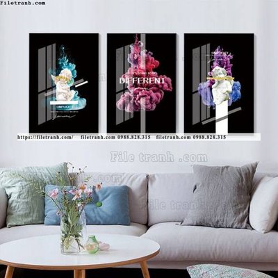 File in lụa tranh bo 3 tam pha le guong 756 (hoa văn) tranh bo 3 tam pha le guong 756