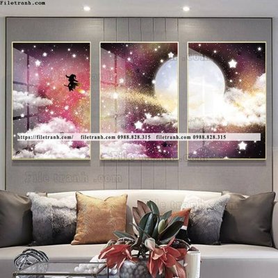 File in lụa tranh bo 3 tam pha le guong 811 (hoa văn) tranh bo 3 tam pha le guong 811