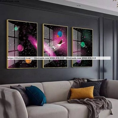 File tranh tranh bo 3 tam pha le guong 850 (ảnh gốc) in trần nhà