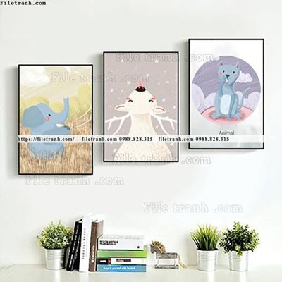 File in mica tranh bo 3 tranh hoat hinh tre em ngho nghinh 507 (bản gốc) siêu trong