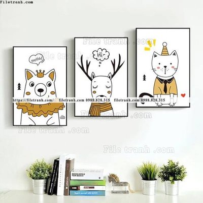 Download file ảnh gốc tranh bo 3 tranh hoat hinh tre em ngho nghinh 521 để in ấn