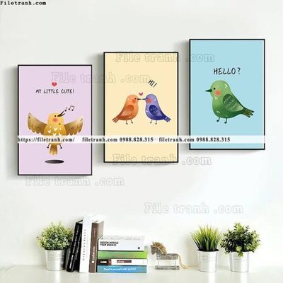 Download file gốc tranh bo 3 tranh hoat hinh tre em ngho nghinh 536 (in lụa) tranh 3D