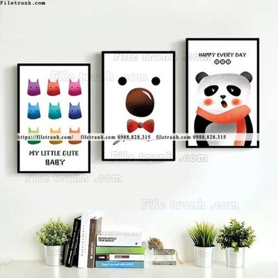 File tranh tranh bo 3 tranh hoat hinh tre em ngho nghinh 549 (bản gốc) trang trí văn phòng