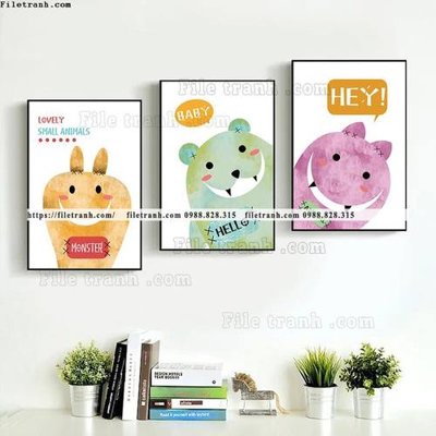 File gốc tranh bo 3 tranh hoat hinh tre em ngho nghinh 555 (in tráng gương) sang trọng