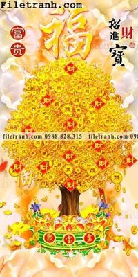 Tải file tranh cay tien hoa mai tai loc 159 (ảnh gốc) in gạch 3D