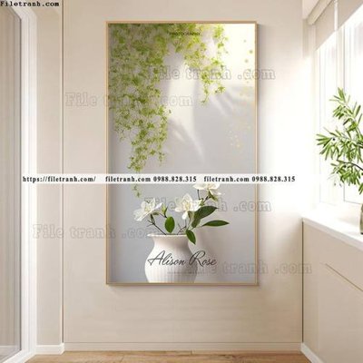 File tranh in tráng gương tranh cay xanh tuoi va co day leo 510 (siêu nét)