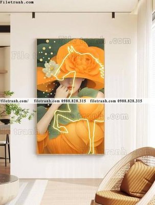 File in mica tranh chan dung co gai truu tuong 515 (ảnh gốc) đẹp