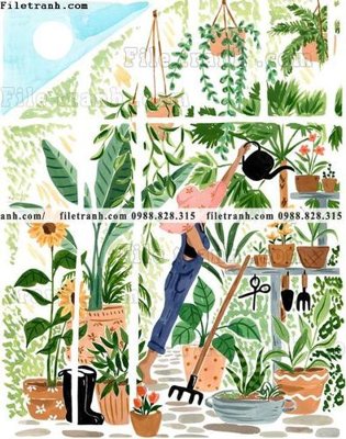 Hình ảnh file gốc in lụa tranh co gai truu tuong bac au 610