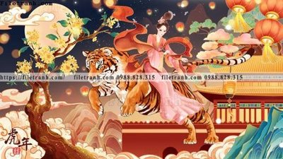 File gốc tranh con ho 523 (in tráng gương) sang trọng