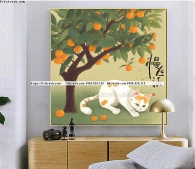 Tải file tranh tranh con meo duoi goc cay dep 501 (gốc) tại Filetranh.com