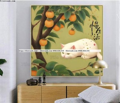 Download file tranh con meo duoi goc cay dep 527 (chất lượng in ấn)