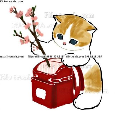 File tranh tranh con meo ve tay 616 (bản gốc) treo phòng ăn
